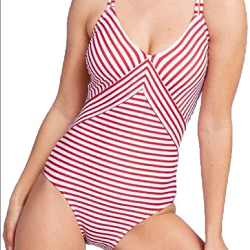 NEW Kona sol double strap red and white swimsuit